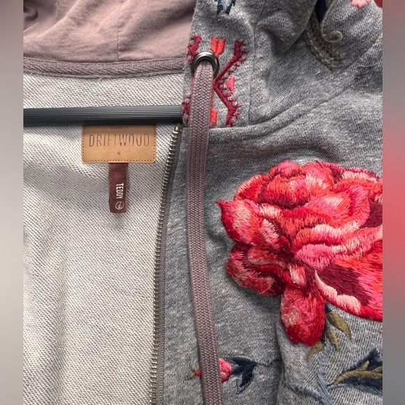 Driftwood Teddy Hoodie Embroidered Sweatshirt Warm Grey L - Picture 3 of 3